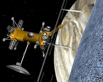 Una nave espacial tripulada destino a la luna Europa