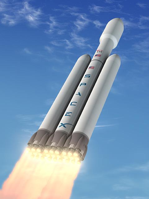 Representacin del cohete Falcon Heavy