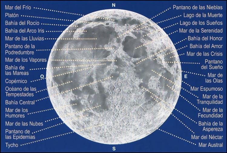 Mapa de la cara visible de la Luna