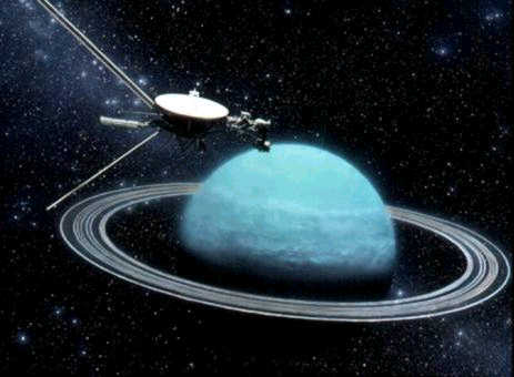 Voyager pasando por Urano